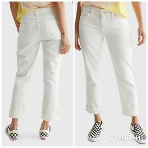 lucky brand women's mid rise sweet crop straight leg white jeans size 14